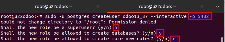 Create role odoo13_37 in PostgreSQL 10