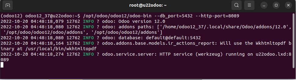 Chạy Odoo 12 với PostgreSQL 10 từ giao diện dòng lệnh