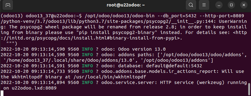 Chạy Odoo 13 với Python 3.7 và PostgreSQL 10 từ Giao diện dòng lệnh